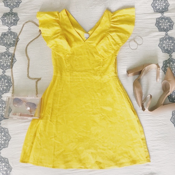 a new day Dresses & Skirts - Yellow Flutter Sleeve Mini Dress